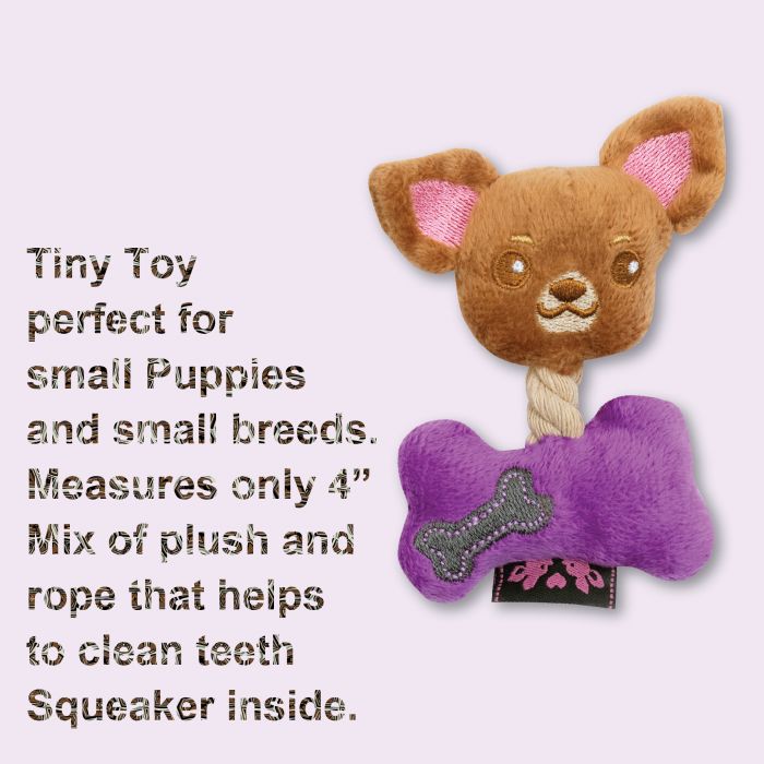 A key feature of a dog toy that looks like a Chihuahua