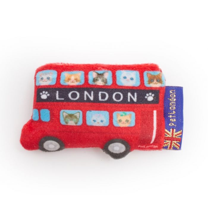 A cat toy that looks like a London bus