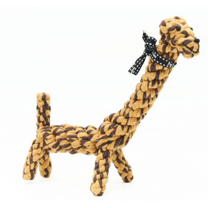 A giraffe rope dog toy