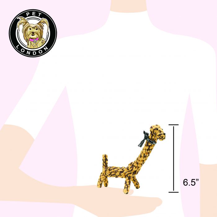 The dimensions of a giraffe rope dog toy