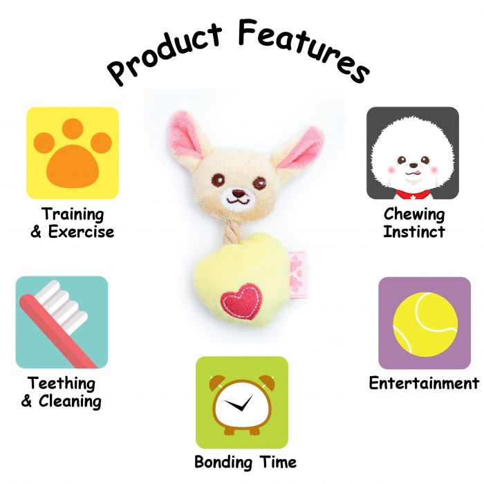 Product features of a small breed dog toy