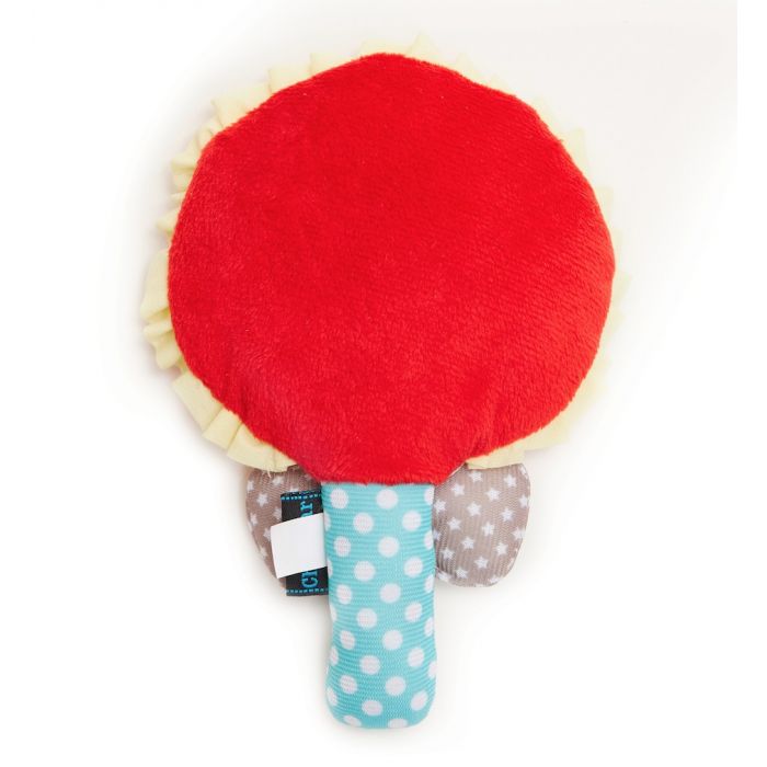 A back shot of a dog toy that looks like a lollipop